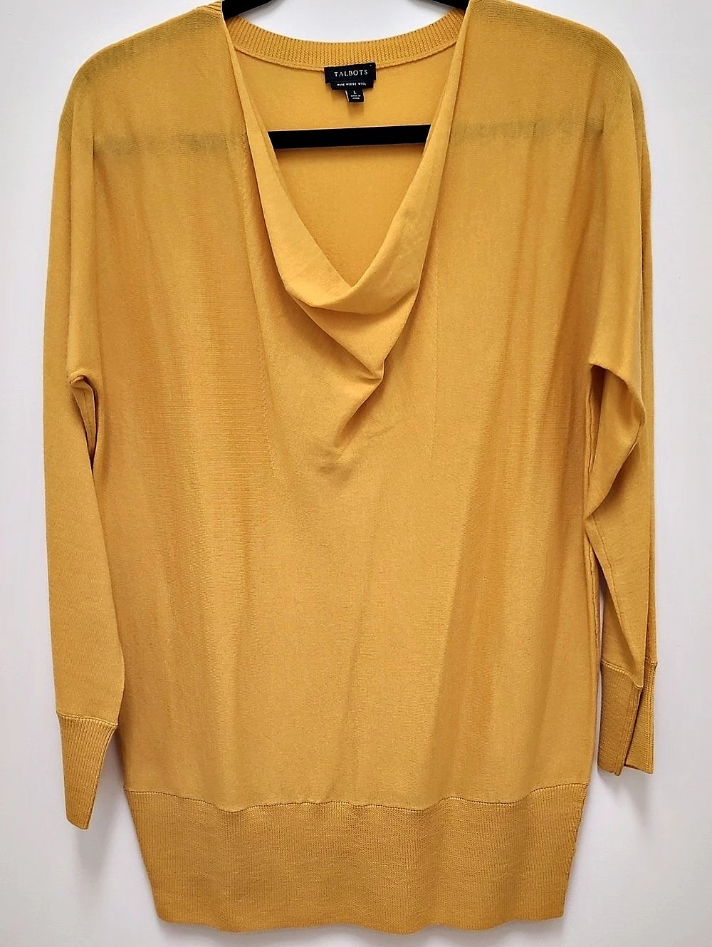 NWOT Talbots Merino Wool Cowlneck Sweater Yellow Medium